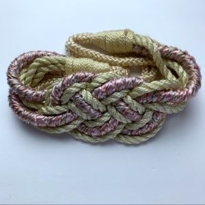 Vintage macrame belt with metal hook closure